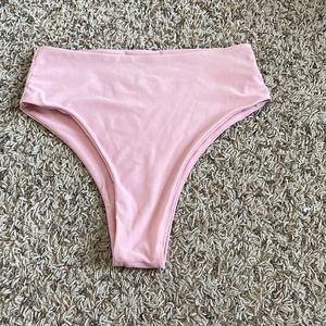 Pink high waisted cheeky bikini bottoms